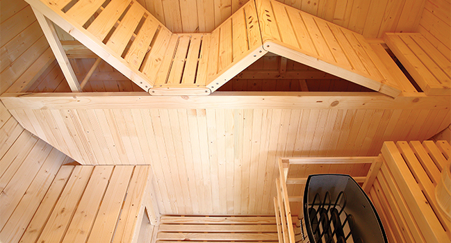 double banquette pour le sauna holl's extérieur bella