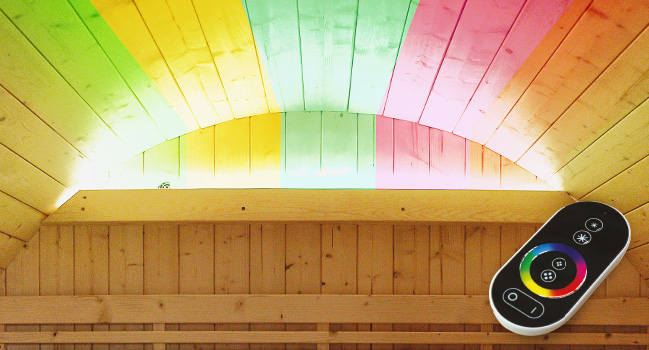 chromothérapie LED 7 coloris pour le sauna holl's bella extérieur